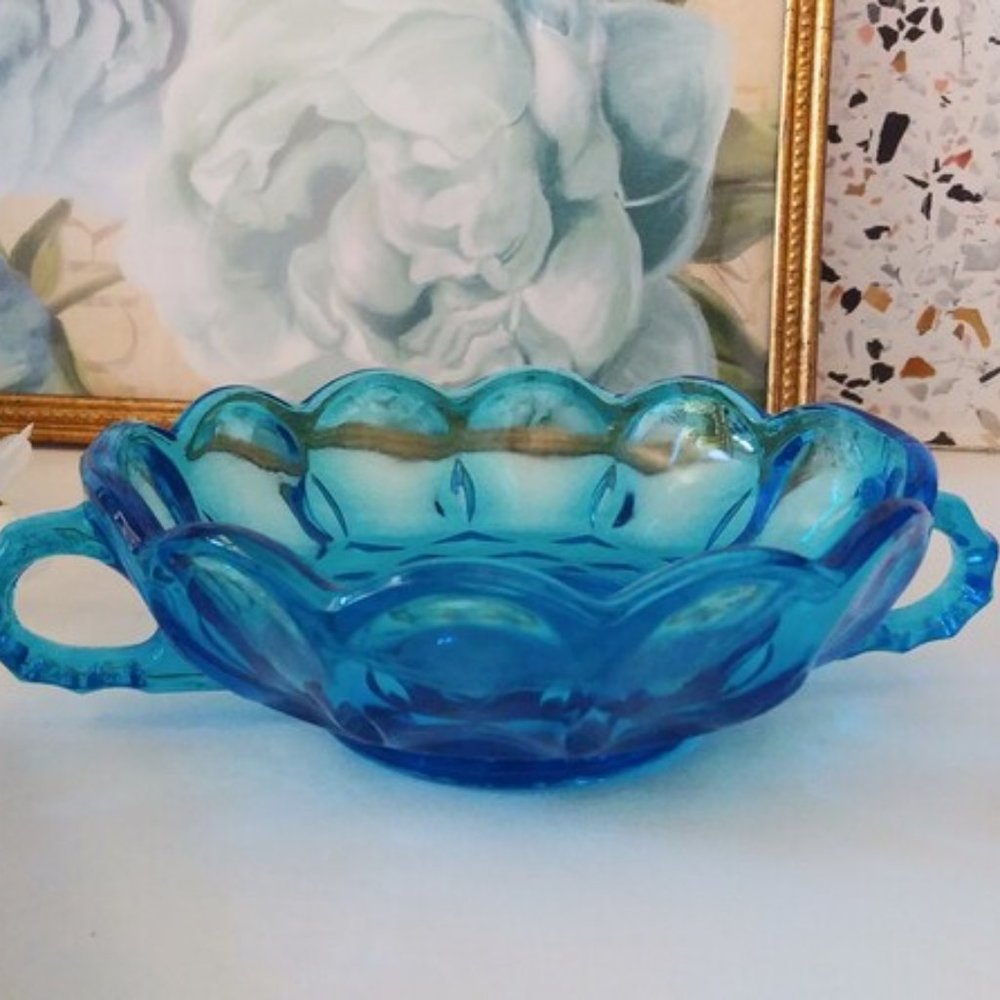 Laser Blue Fairfield Low Bowl Dish Candy